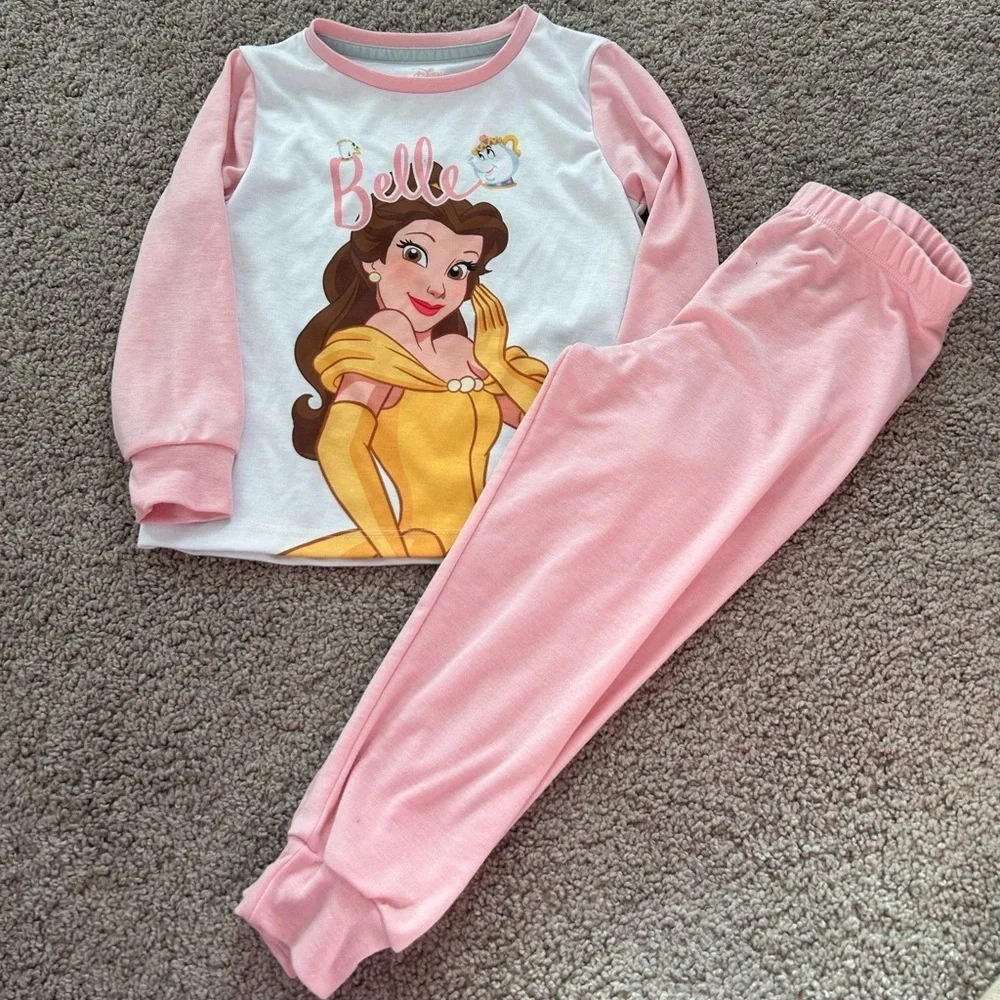 NWOT Disney Princess “Belle” Girls Pink  PJ Set  Size 5